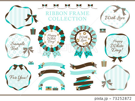 ホワイトデーのリボンフレーム・ロゼットのセット 73252872
