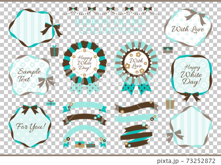 ホワイトデーのリボンフレーム・ロゼットのセット 73252872