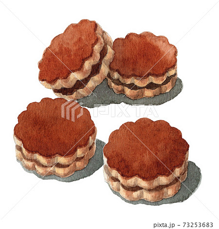 アナログ水彩ビスケットサンドココア 73253683