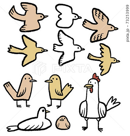 色々な鳥のイラストのイラスト素材