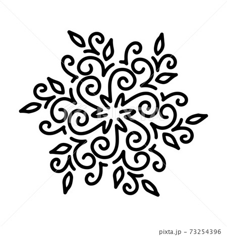 Abstract mandala ornament. Snowflake pattern. Black and white authentic background. Vector illustration. 73254396