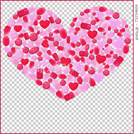 Pink and red diamond or rubin gem stone heart. isolated on white 73254604
