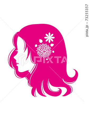 横顔シルエット ピンクのイラスト素材