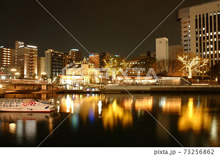 福岡市　博多中洲周辺夜景風景 73256862