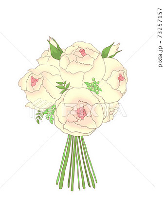 ころんと丸い薔薇のクラッチブーケのイラスト素材
