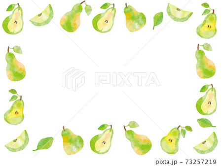 洋梨 フレーム 水彩02のイラスト素材