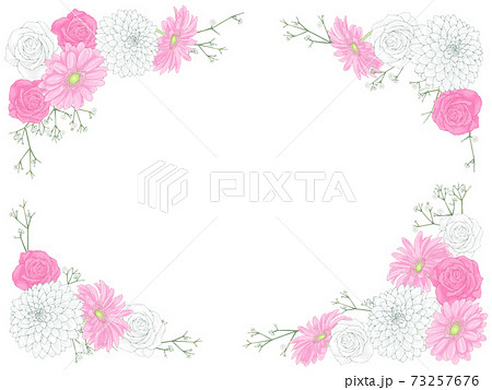 感謝をあらわす花言葉の花を集めたフレームのイラスト素材 73257676 Pixta