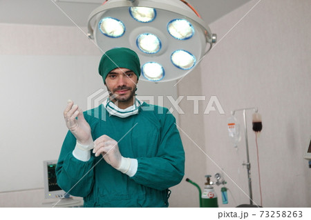 surgeons man wearing safety masks performing operation. Medicine concept surgeons man wearing safety masks performing operation. Medicine concept 73258263