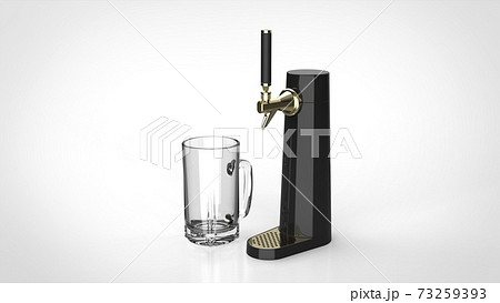 beer tower and glass white background one center  beer tower and glass white background one center  73259393