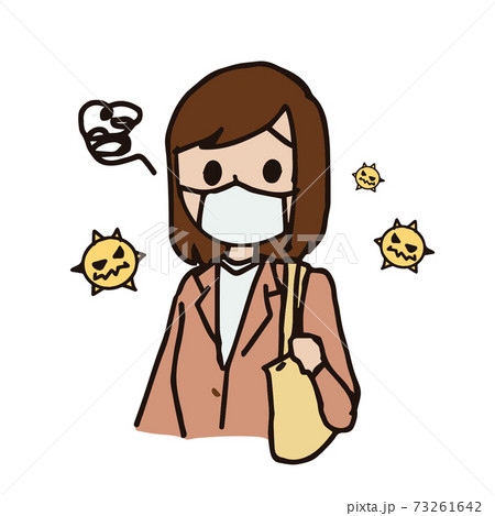 流行りのウイルスが心配な女性のイラスト素材
