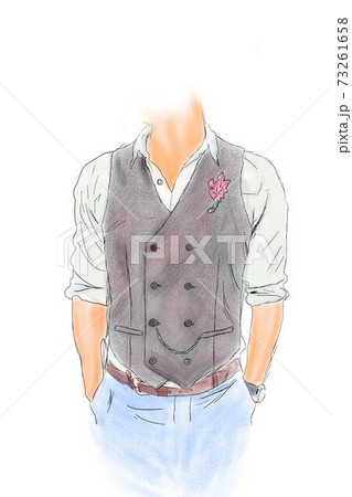 colored sketch of a hipster men in blue jeans 73261658