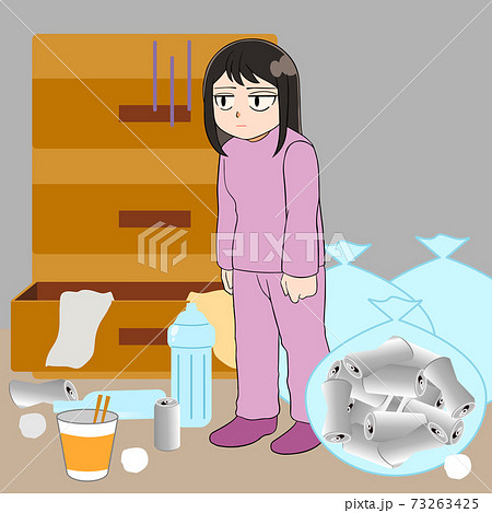 汚い部屋と女性 イラストのイラスト素材