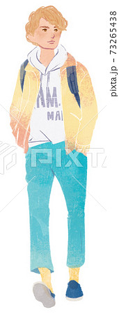 黄色いジャケットの男性のイラスト素材