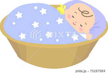 眠る男の赤ちゃんのイラスト素材