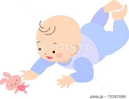 うつぶせで遊ぶ男の赤ちゃんのイラスト素材