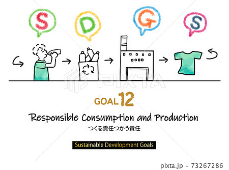 Sdgs ゴール12のための線画とメッセージ 指定色スウォッチ付 のイラスト素材