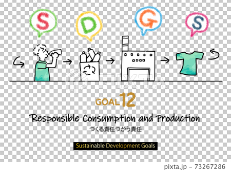 Sdgs ゴール12のための線画とメッセージ 指定色スウォッチ付 のイラスト素材