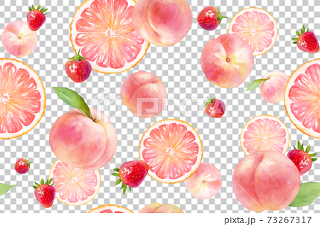 桃紅色水多的果子的無縫的樣式 水彩插圖 桃子 草莓 葡萄柚 插圖素材 圖庫