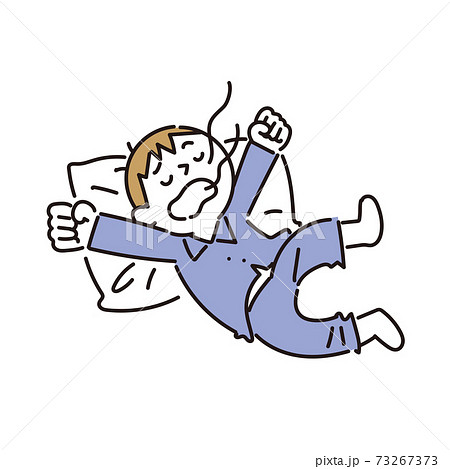 眠りから覚めてあくびをする男の子のイラスト素材