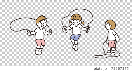 Children practicing skipping rope with friends 73267375