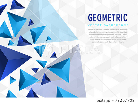 Abstract blue triangles geometric shape on white grey background with copy space. Abstract blue triangles geometric shape on white grey background with copy space. 73267708