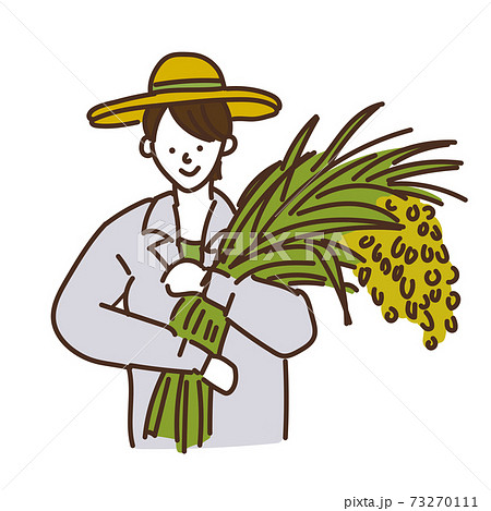 農業女子 農業 農家 米農家 女性 イラストのイラスト素材