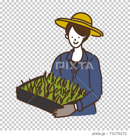 農業女子 農業 農家 米農家 女性 イラストのイラスト素材