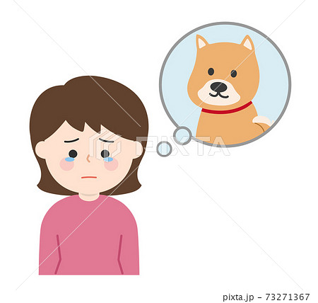 ペットを思い出して悲しむ女性(犬) ペットを思い出して悲しむ女性(犬) 73271367