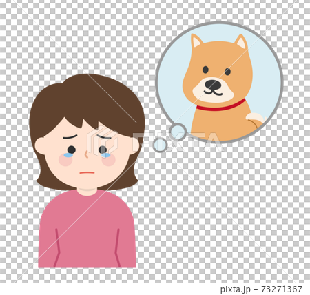 ペットを思い出して悲しむ女性(犬) ペットを思い出して悲しむ女性(犬) 73271367