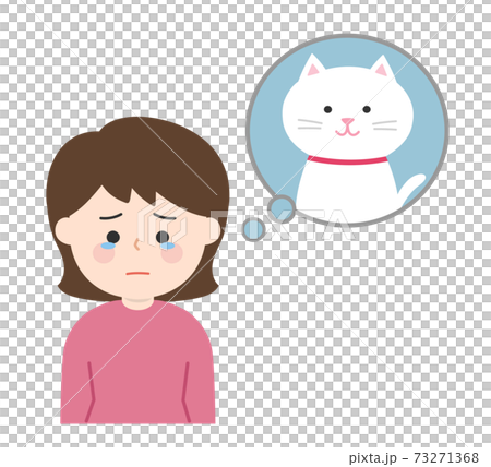 A woman (cat) who remembers her pet and mourns A woman (cat) who remembers her pet and mourns 73271368
