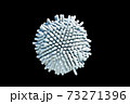 3D rendering of grey ball with not sharp sticks around it on black background. 73271396