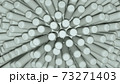 3D rendering of grey ball with not sharp sticks spikes around it, closeup. 73271403