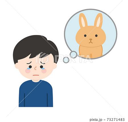ペットを思い出して悲しむ男の子(ウサギ) ペットを思い出して悲しむ男の子(ウサギ) 73271483