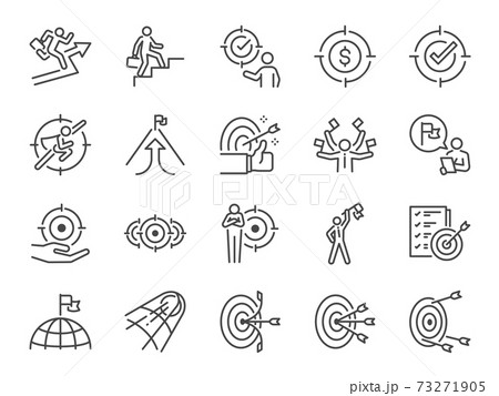 Target and Goal line icon set. Included the icons as achievement, business goal, mission, marketing, and more. 73271905