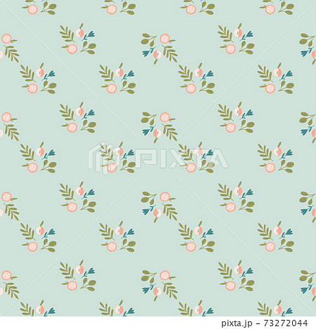 Vintage seamless pattern with organic little apple fruit print. Light blue pastel background. 73272044