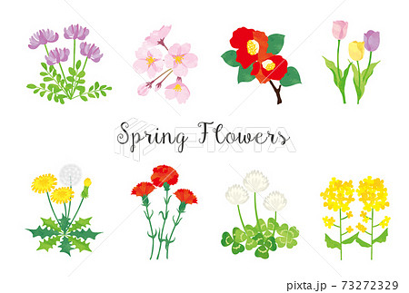 春の花のイラスト素材セットのイラスト素材