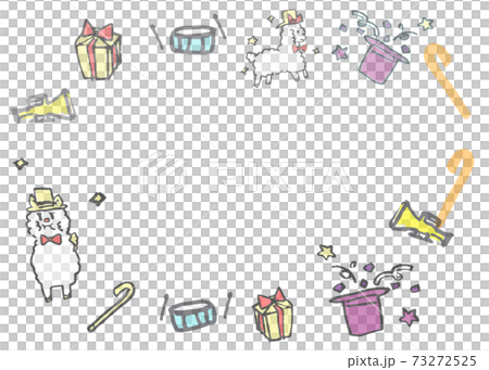 アルパカの手書きイラストフレーム 73272525