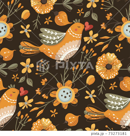 Bird and flower seamless vector pattern. Bird and flower seamless vector pattern. 73273181