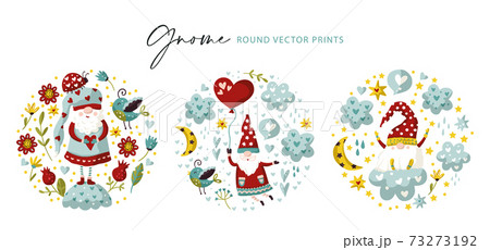 Vector colorful illustration of garden gnome. Vector colorful illustration of garden gnome. 73273192