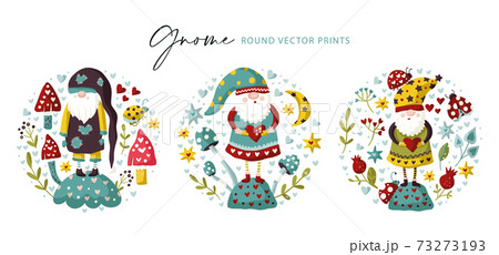 Vector colorful illustration of garden gnome. Vector colorful illustration of garden gnome. 73273193