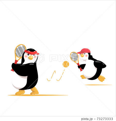 Two Penguins Are Out to Have Tennis Match Two Penguins Are Out to Have Tennis Match 73273333