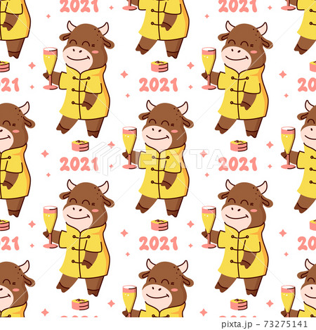 The bull print for Chinese Happy New Year 2021 is a vector illustration The bull print for Chinese Happy New Year 2021 is a vector illustration 73275141