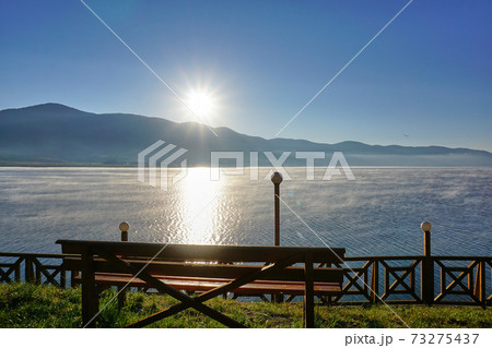 Relaxing in nature from bench point of viewの写真素材 [73275437] - PIXTA