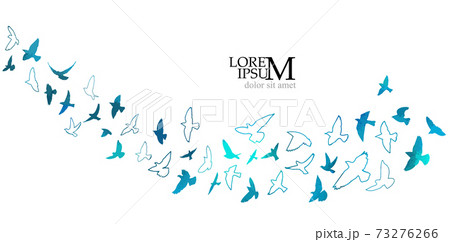 Bird watercolor. A flock of blue birds. Mixed media. Vector illustration Bird watercolor. A flock of blue birds. Mixed media. Vector illustration 73276266