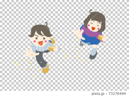 Setsubun豆Maki Fukuzu男孩女孩插畫材料 73276494