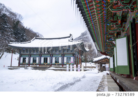 寺院 冬 建築 73276589