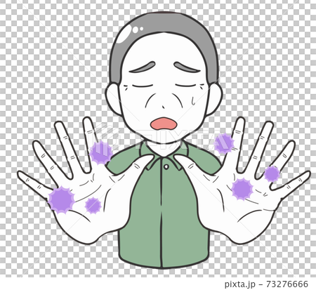 手を突き出す高齢男性　ウイルス 73276666