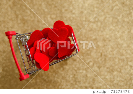 cart with hearts on gold background valentine's day cart with hearts on gold background valentine's day 73278478