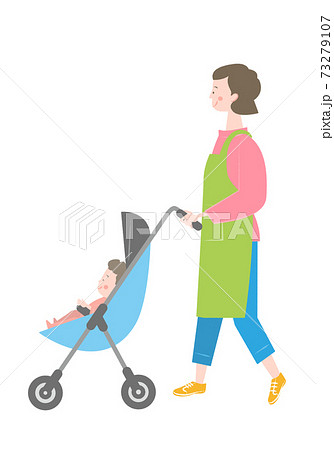 赤ちゃんとエプロンの女性のイラスト素材