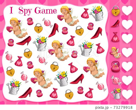 Saint Valentine day kids educational I spy game 73279918
